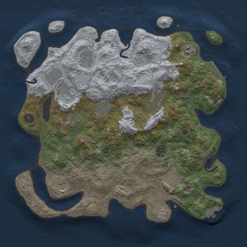 Rust Map: Procedural Map, Size: 3850, Seed: 45, 19 Monuments