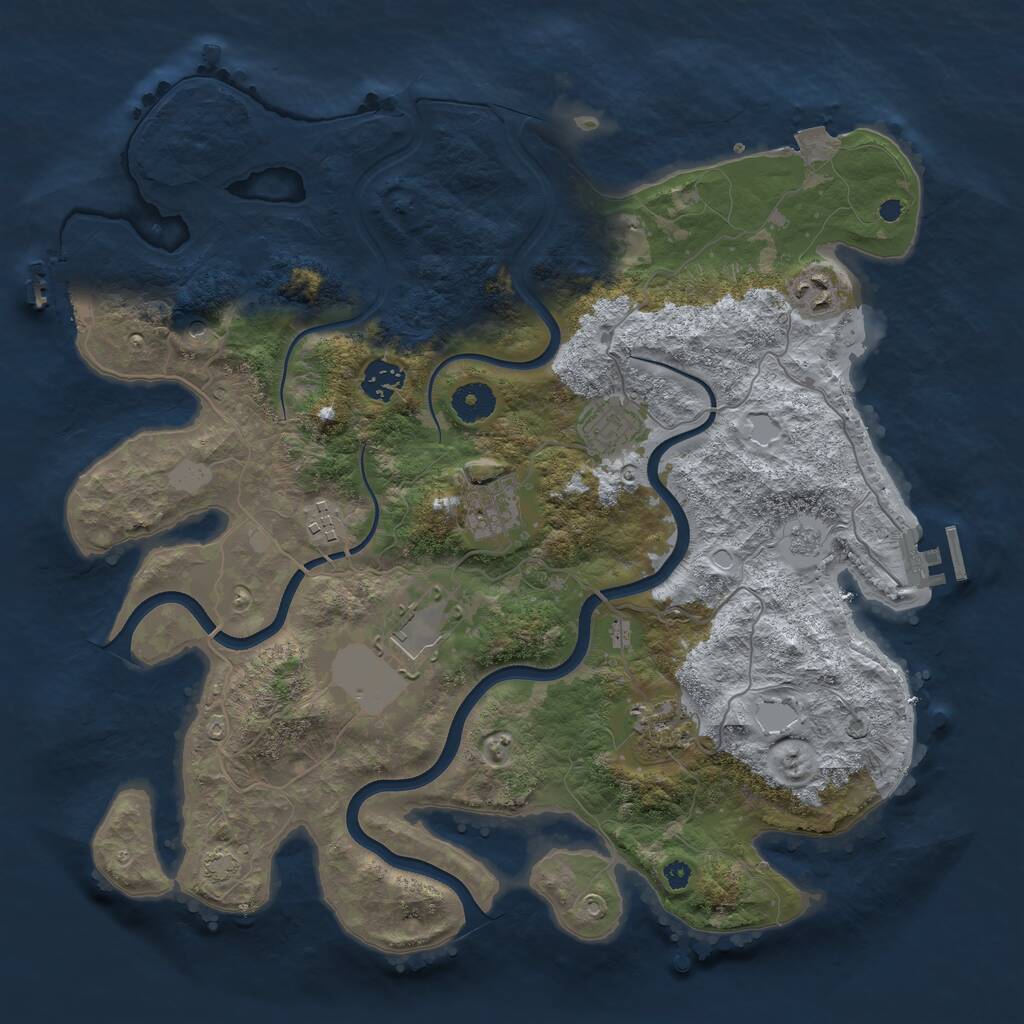 Rust Map: Procedural Map, Size: 3750, Seed: 516515615, 13 Monuments