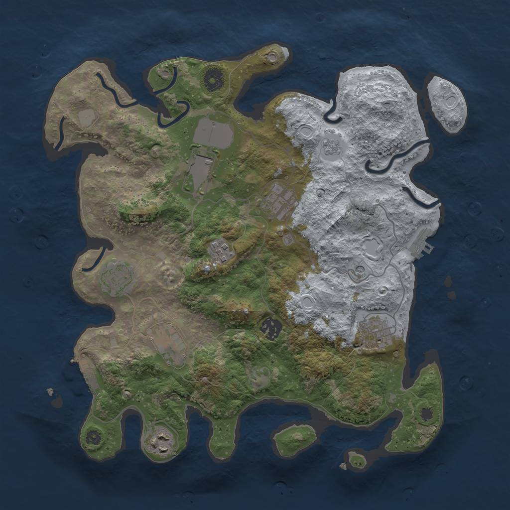Rust Map: Procedural Map, Size: 3500, Seed: 26969, 17 Monuments