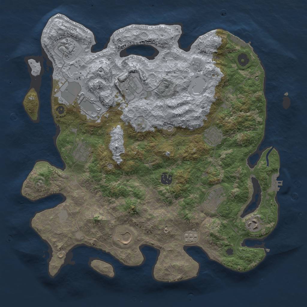 Rust Map: Procedural Map, Size: 3850, Seed: 1854725125, 19 Monuments