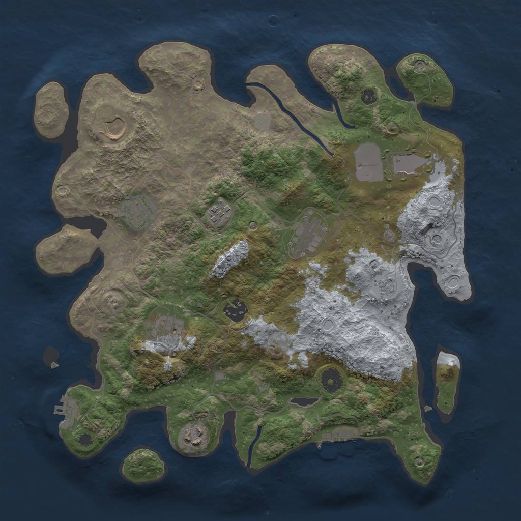 Rust Map: Procedural Map, Size: 3500, Seed: 325698, 17 Monuments