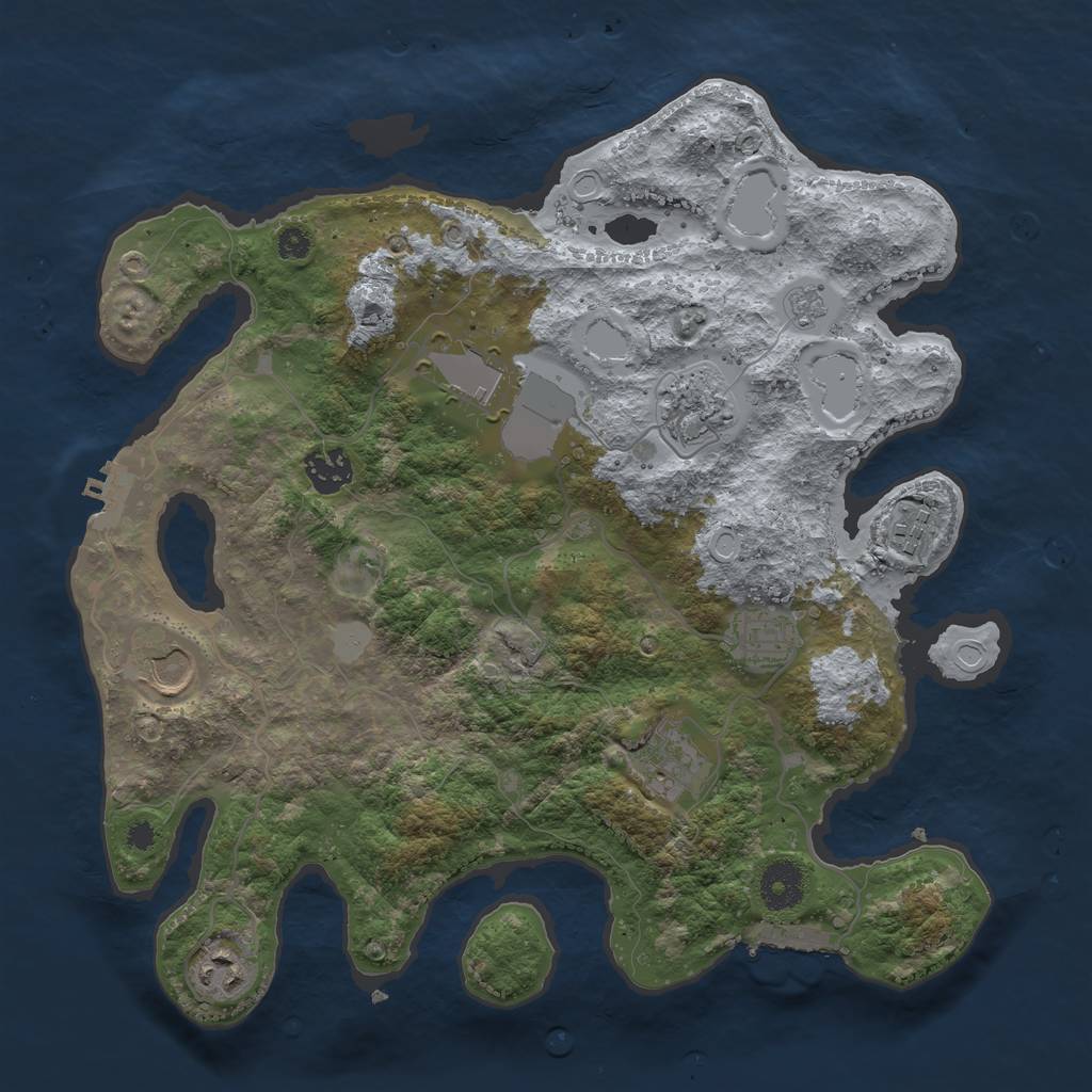 Rust Map: Procedural Map, Size: 3500, Seed: 24864468, 16 Monuments