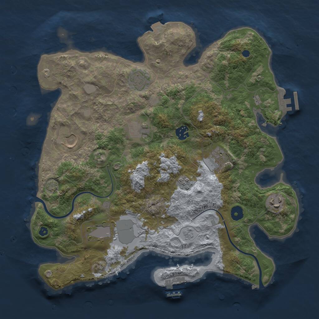 Rust Map: Procedural Map, Size: 3500, Seed: 1971520957, 13 Monuments