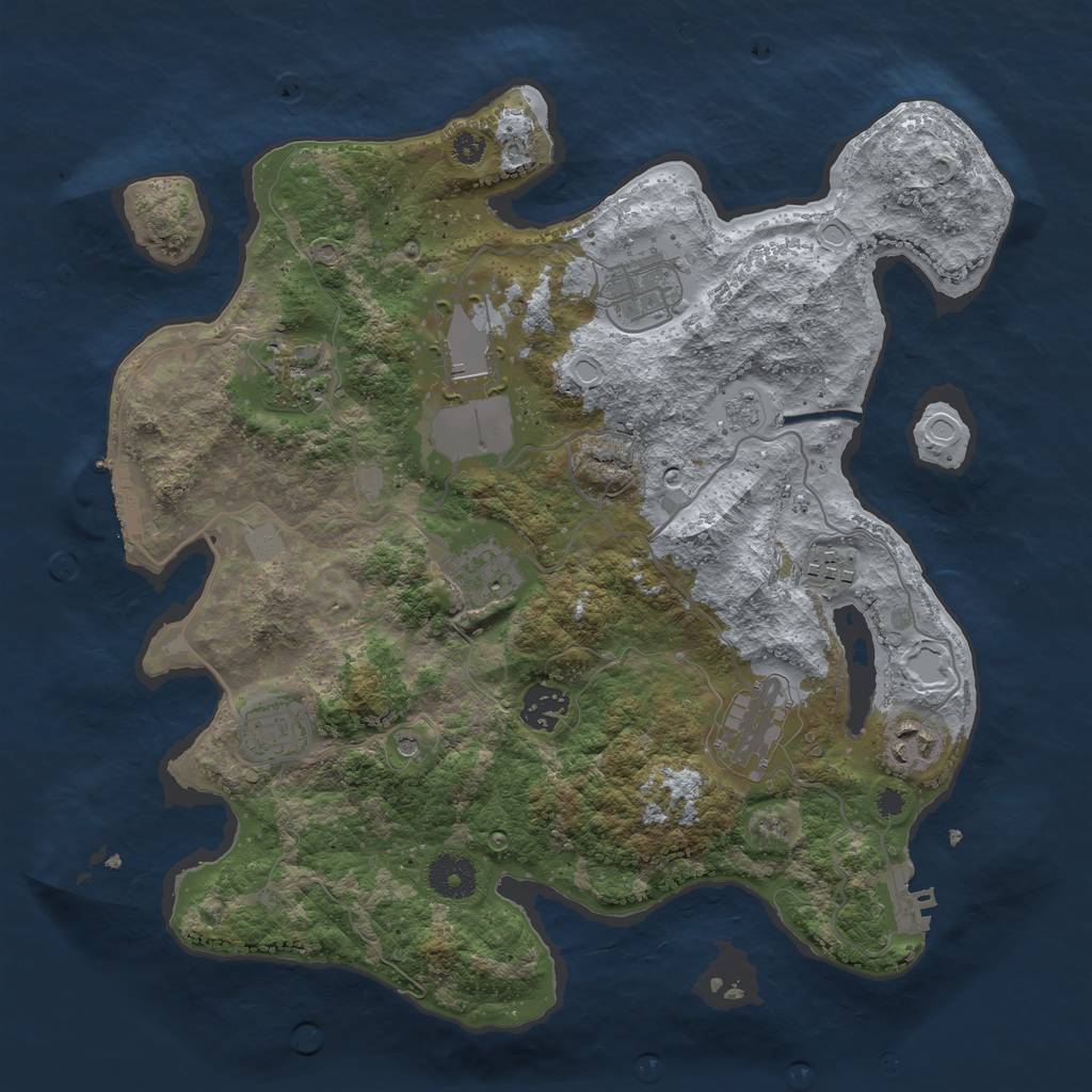 Rust Map: Procedural Map, Size: 3500, Seed: 89801658, 18 Monuments