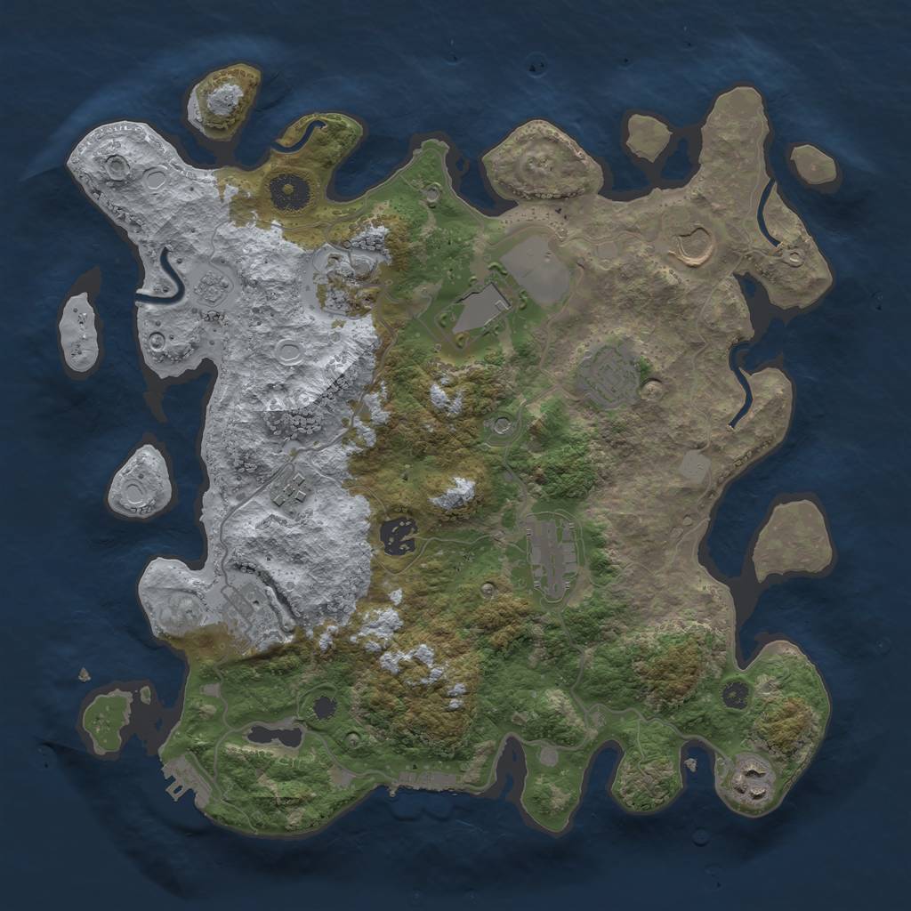 Rust Map: Procedural Map, Size: 3500, Seed: 86079586, 18 Monuments