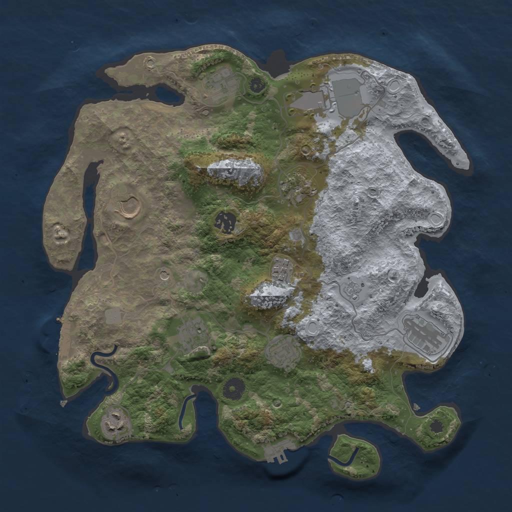 Rust Map: Procedural Map, Size: 3500, Seed: 34391686, 19 Monuments