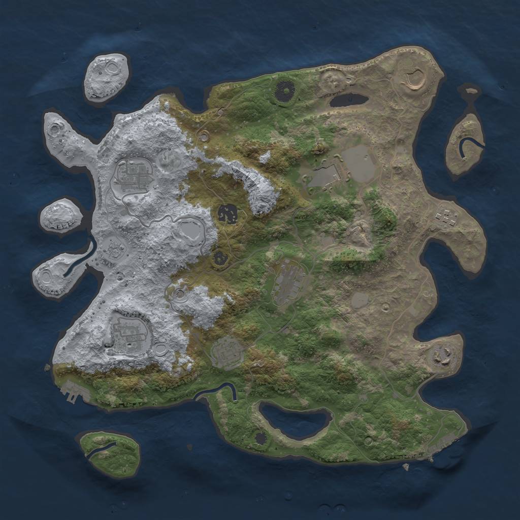 Rust Map: Procedural Map, Size: 3750, Seed: 94534507, 18 Monuments