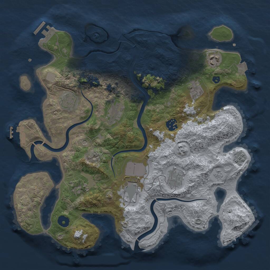 Rust Map: Procedural Map, Size: 3500, Seed: 1061369731, 15 Monuments