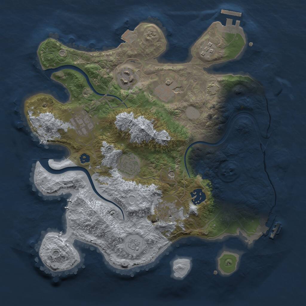 Rust Map: Procedural Map, Size: 3000, Seed: 1691524179, 13 Monuments