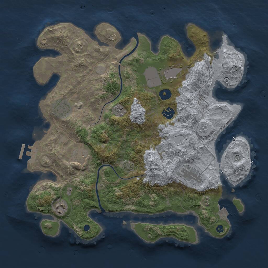 Rust Map: Procedural Map, Size: 3500, Seed: 32557312, 12 Monuments