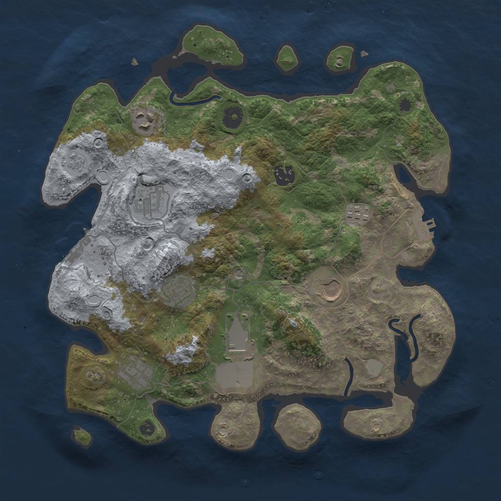 Rust Map: Procedural Map, Size: 3500, Seed: 42016714, 17 Monuments