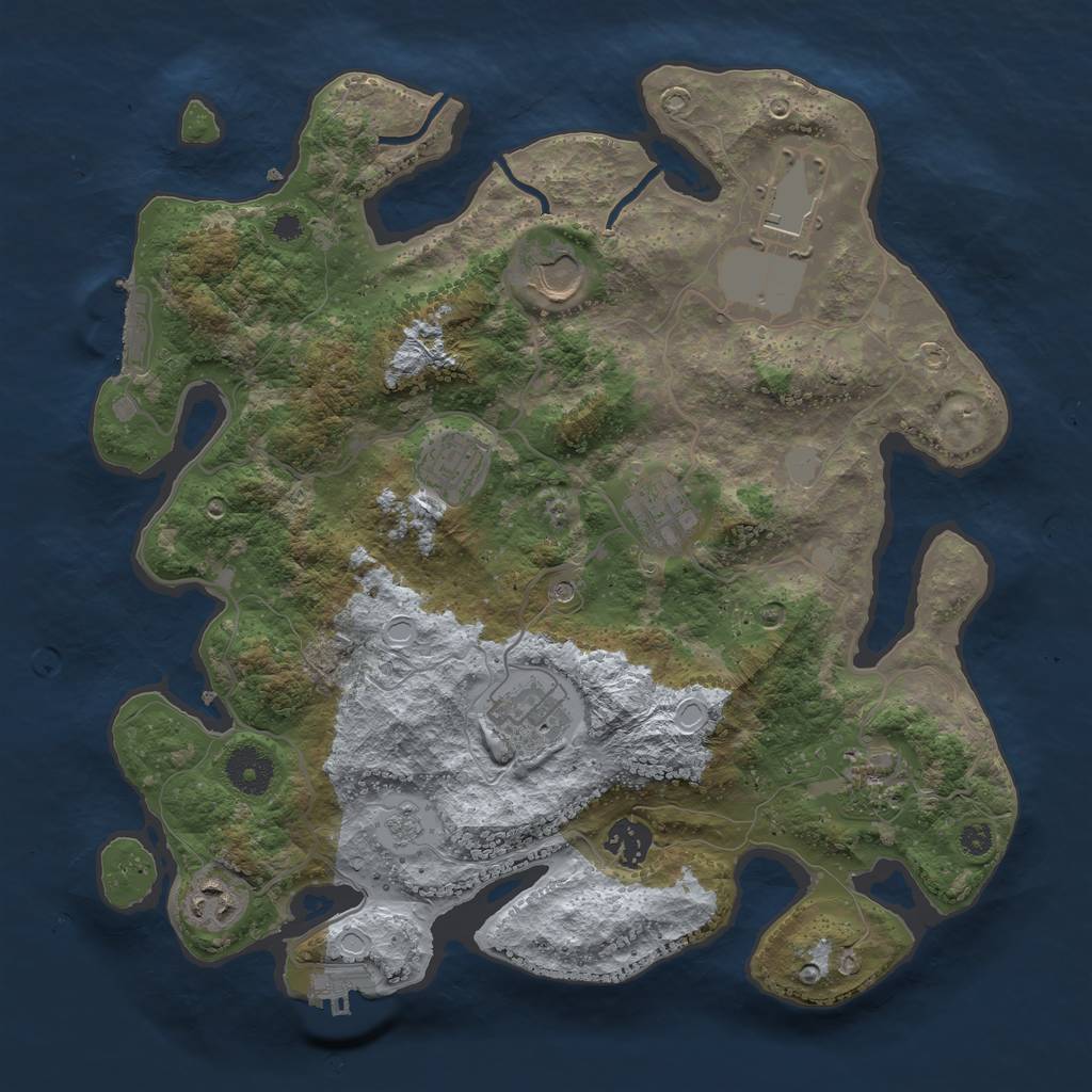 Rust Map: Procedural Map, Size: 3500, Seed: 1370801103, 17 Monuments