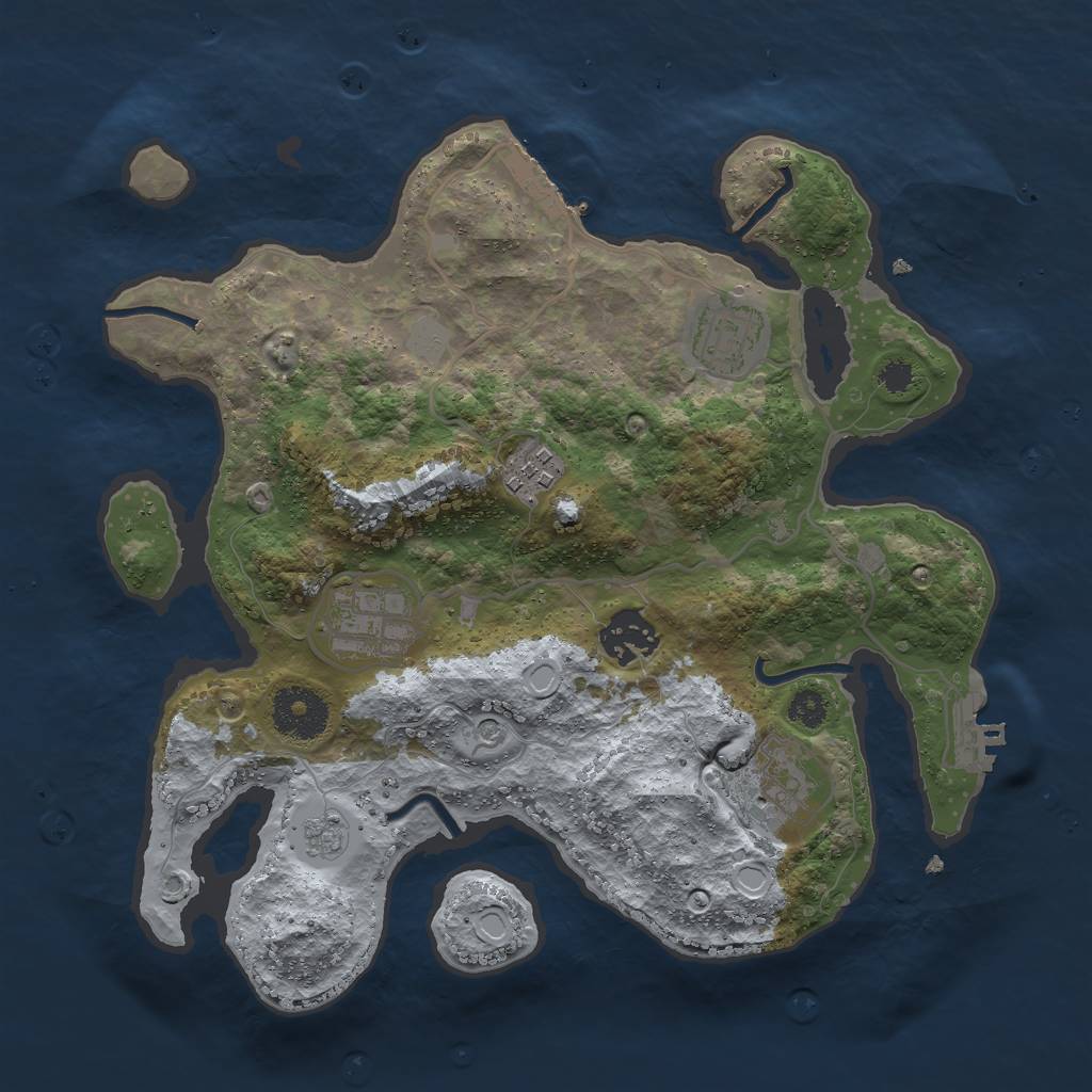 Rust Map: Procedural Map, Size: 3000, Seed: 1453, 14 Monuments