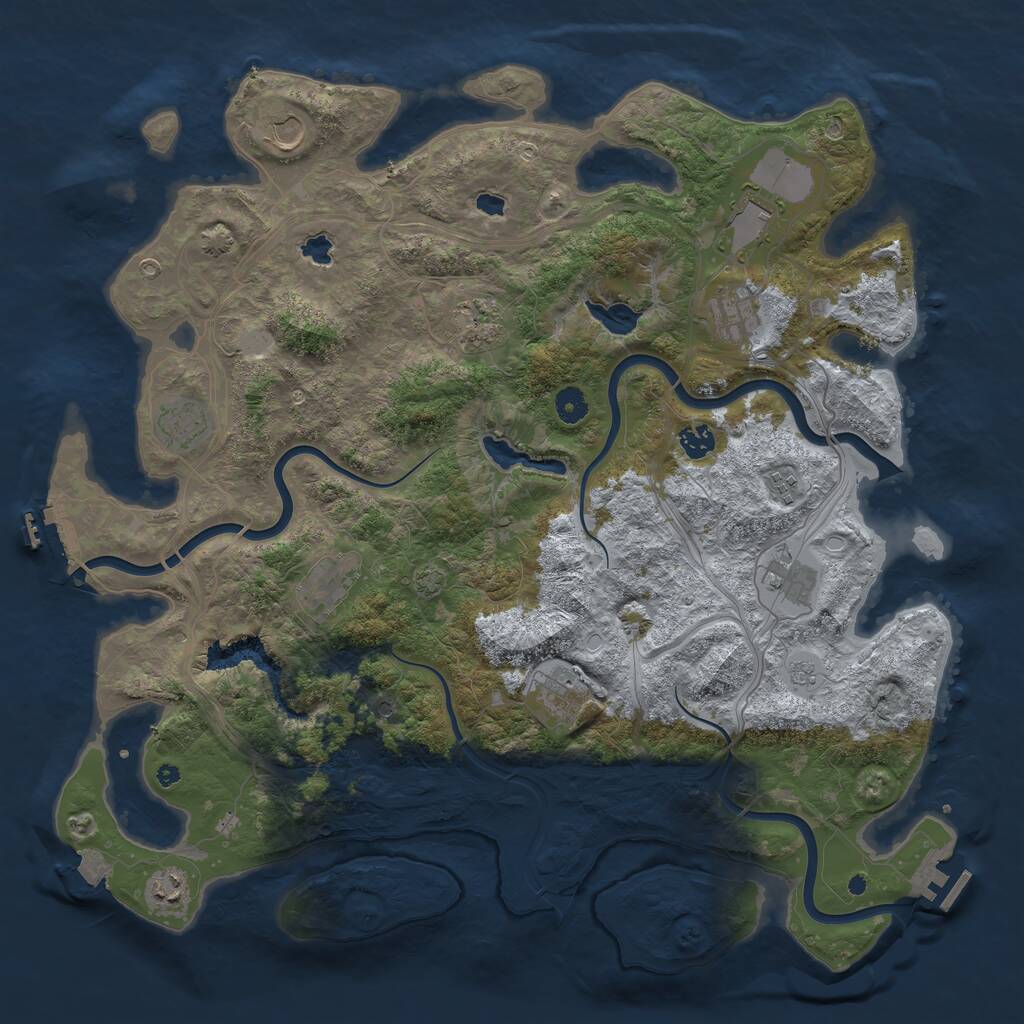 Rust Map: Procedural Map, Size: 4500, Seed: 728018233, 17 Monuments