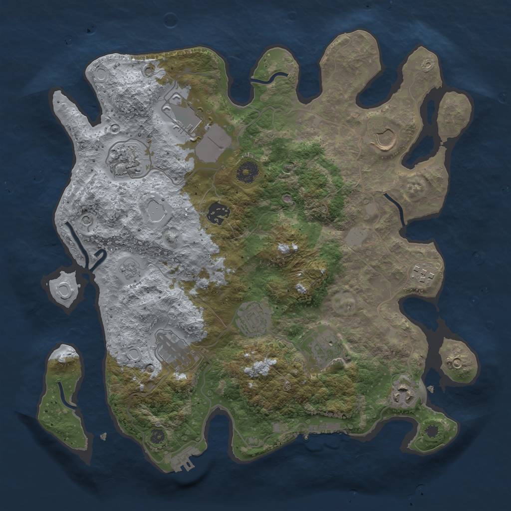 Rust Map: Procedural Map, Size: 3530, Seed: 26593376, 18 Monuments