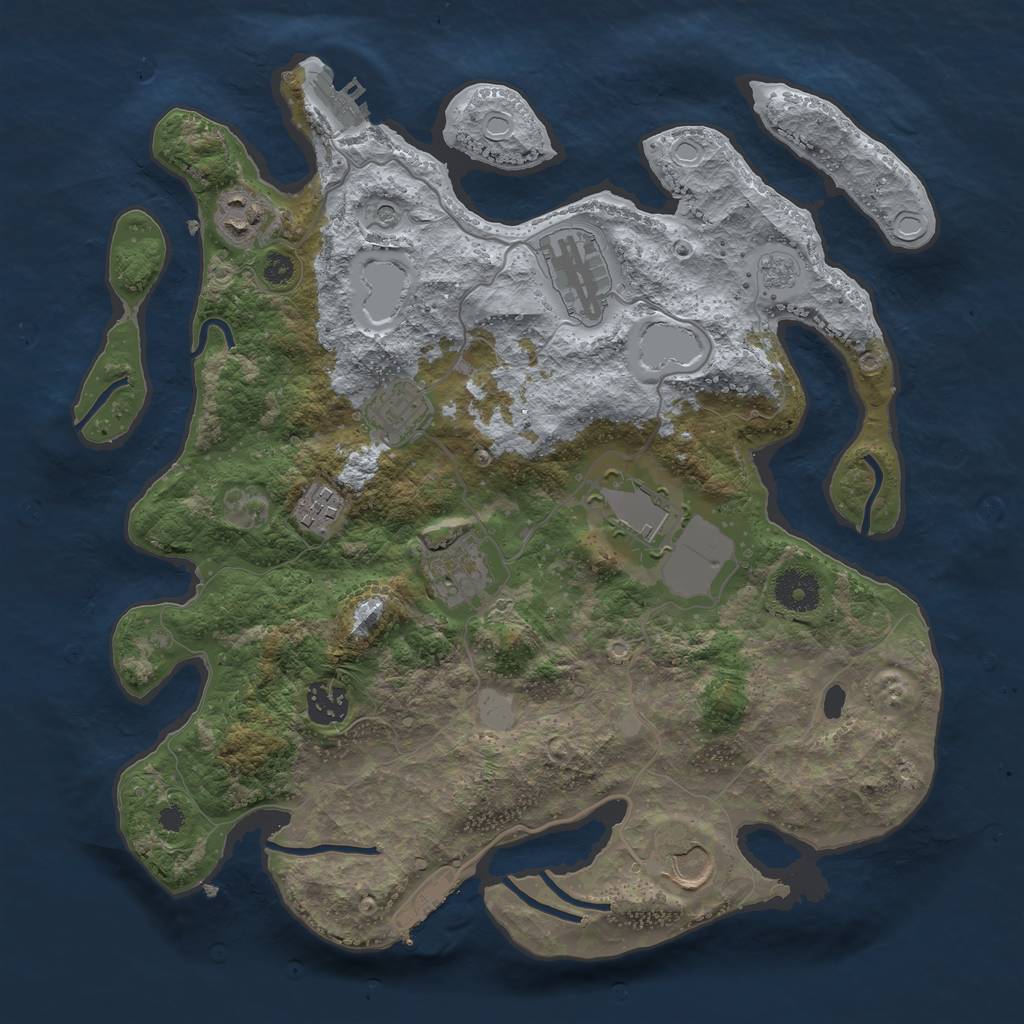 Rust Map: Procedural Map, Size: 3500, Seed: 65947944, 15 Monuments