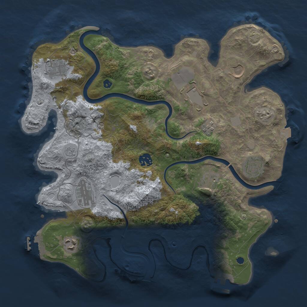 Rust Map: Procedural Map, Size: 3500, Seed: 996551529, 15 Monuments