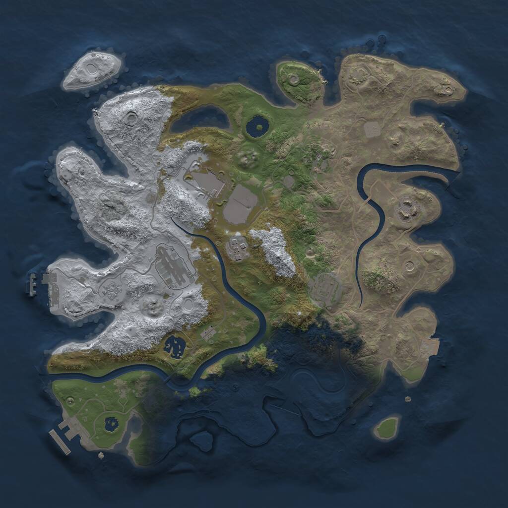Rust Map: Procedural Map, Size: 3500, Seed: 75475162, 13 Monuments
