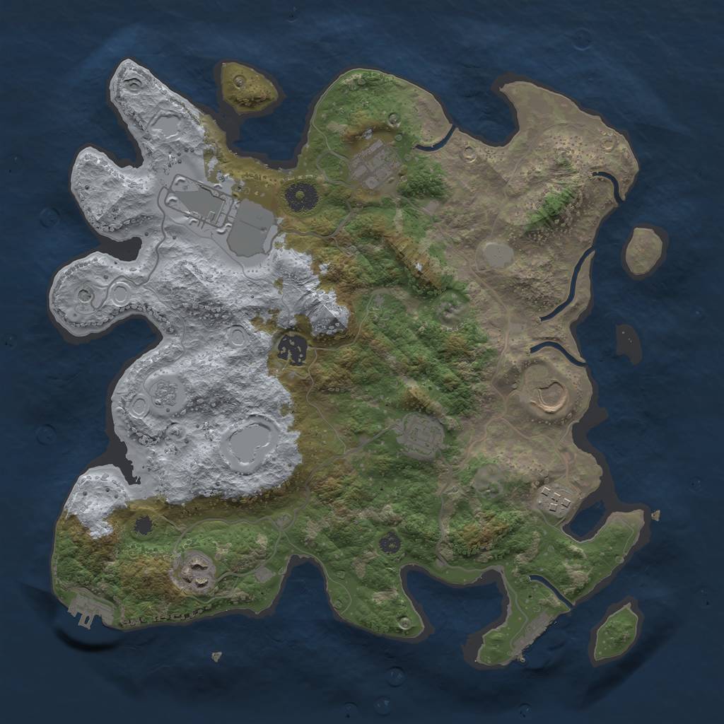 Rust Map: Procedural Map, Size: 3500, Seed: 27593730, 16 Monuments