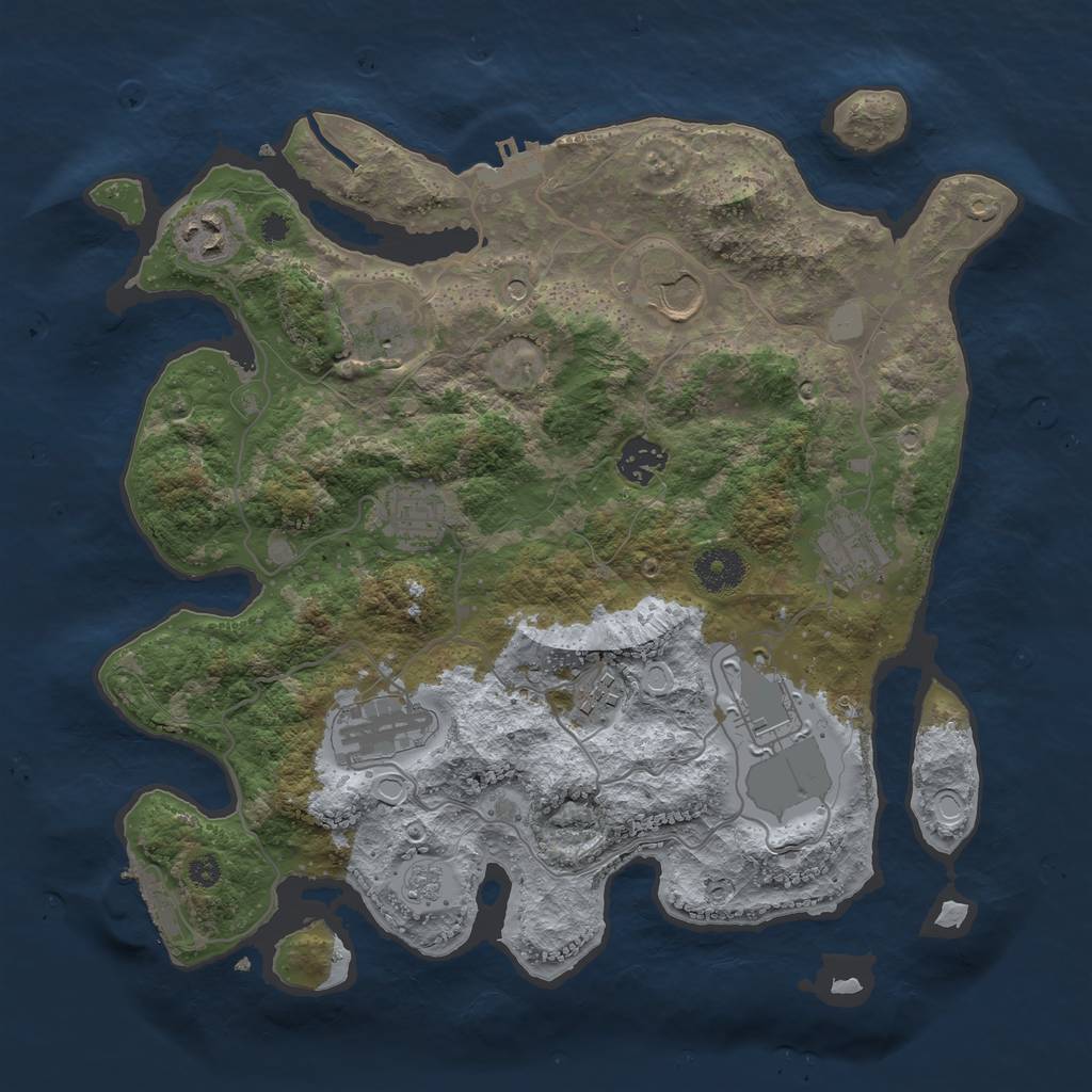 Rust Map: Procedural Map, Size: 3500, Seed: 355, 18 Monuments