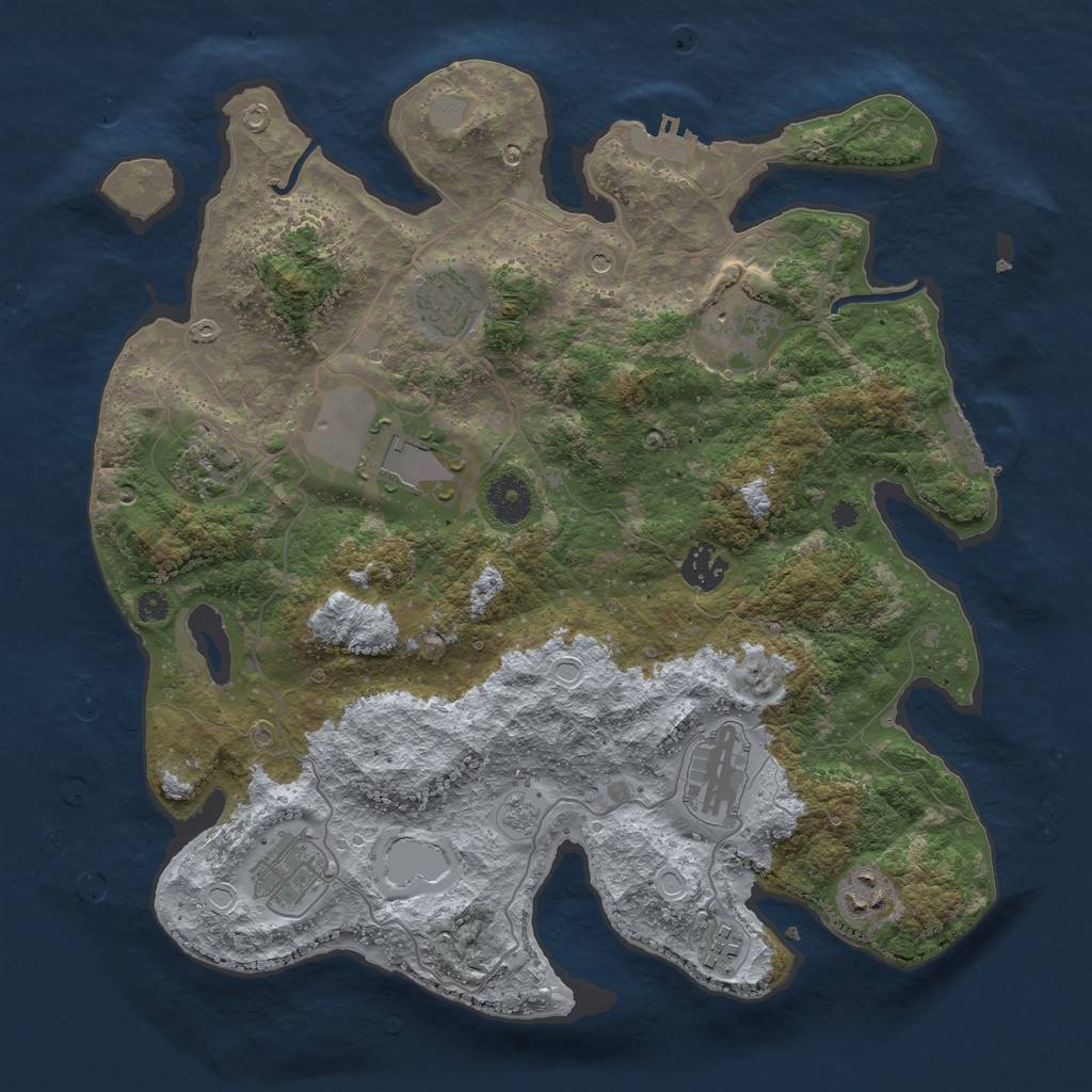 Rust Map: Procedural Map, Size: 3600, Seed: 1829493164, 18 Monuments