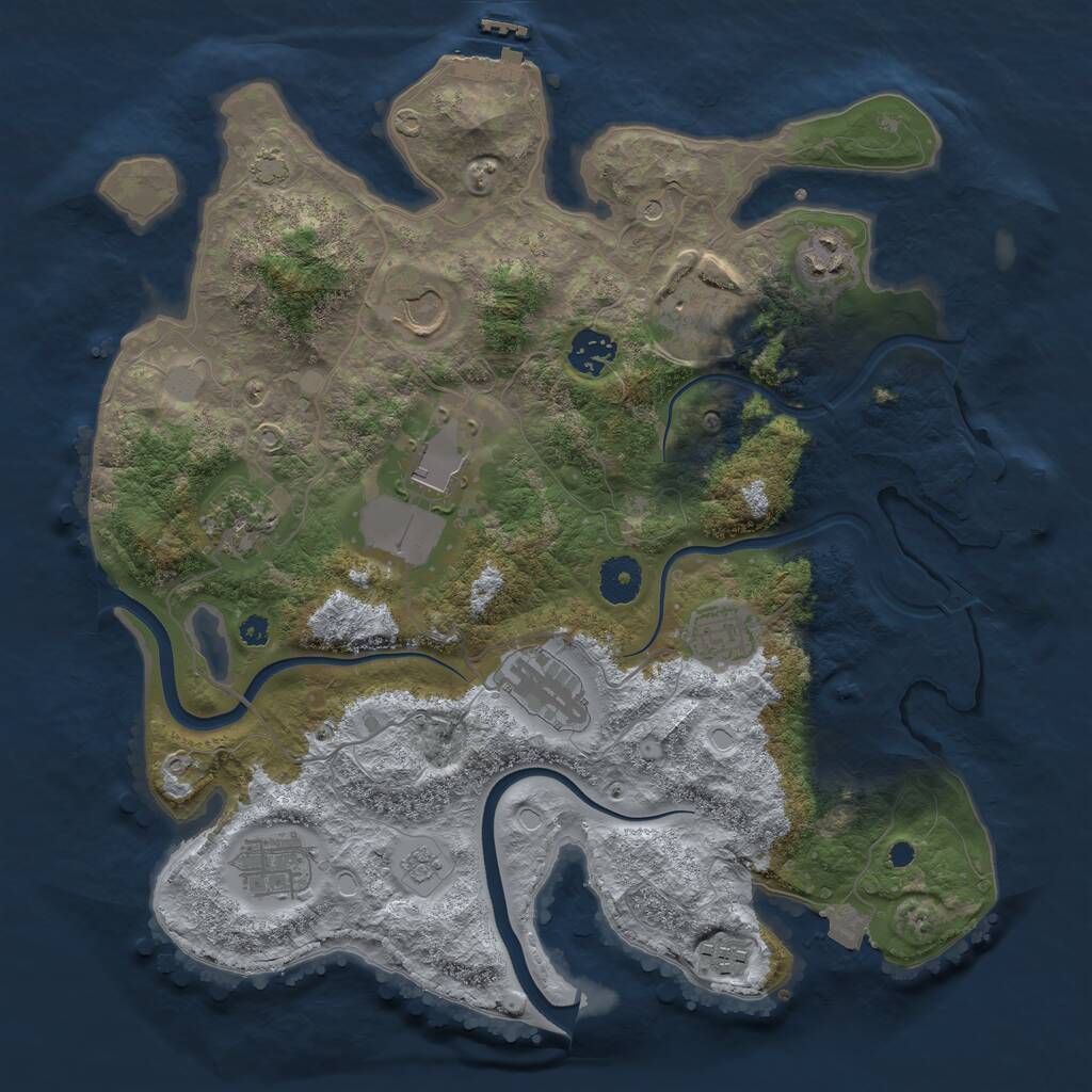 Rust Map: Procedural Map, Size: 3600, Seed: 1829493164, 16 Monuments