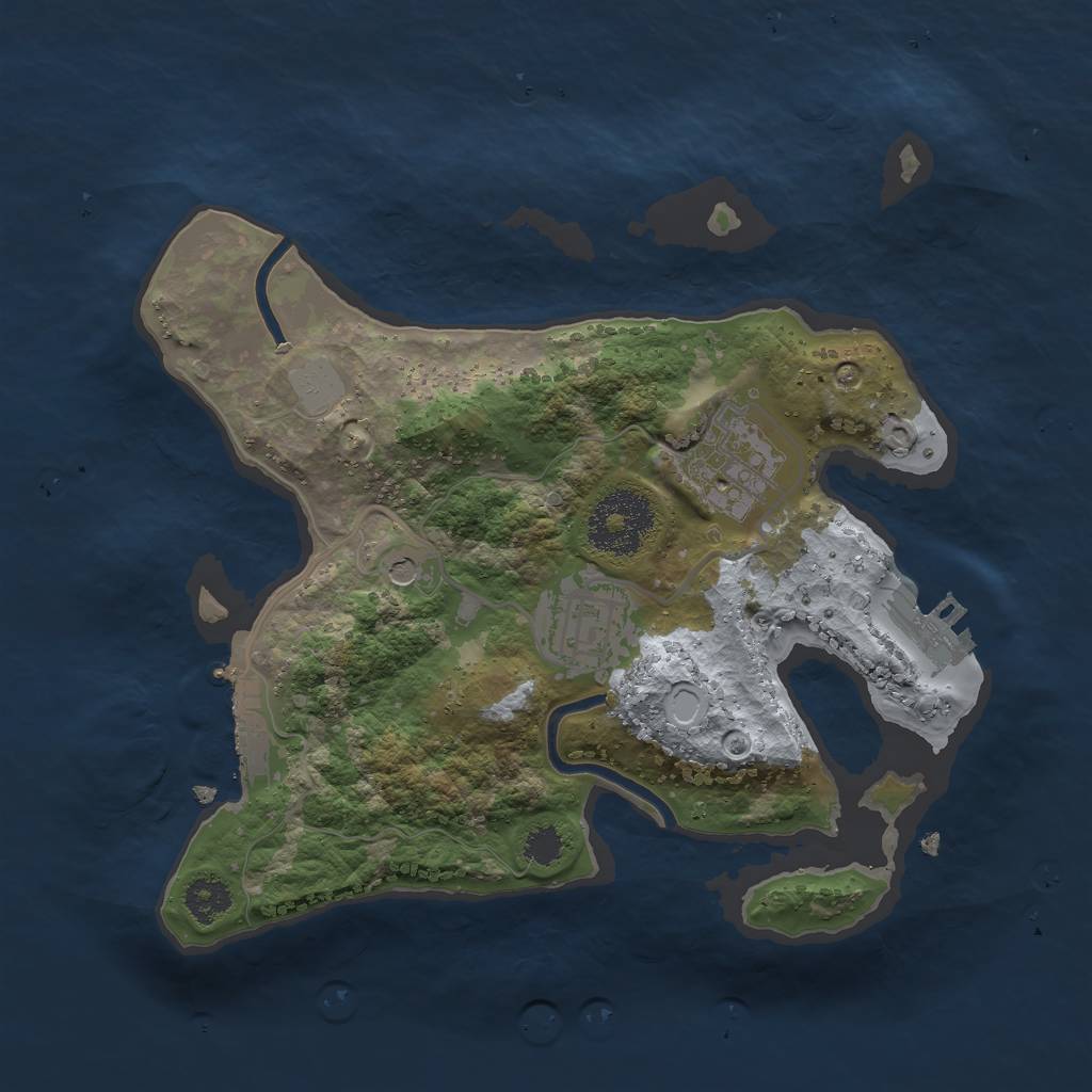 Rust Map: Procedural Map, Size: 2500, Seed: 4689257, 10 Monuments