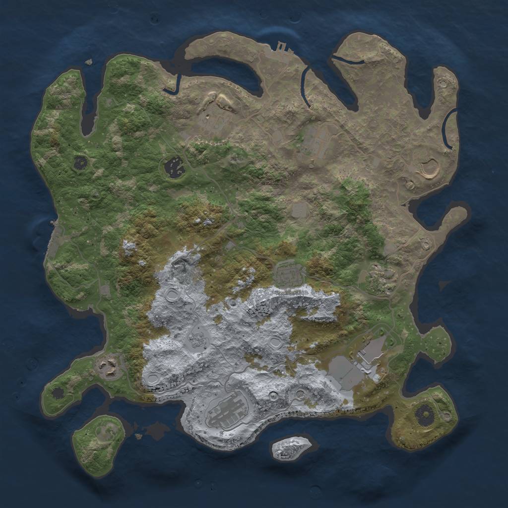 Rust Map: Procedural Map, Size: 3750, Seed: 185420811, 18 Monuments