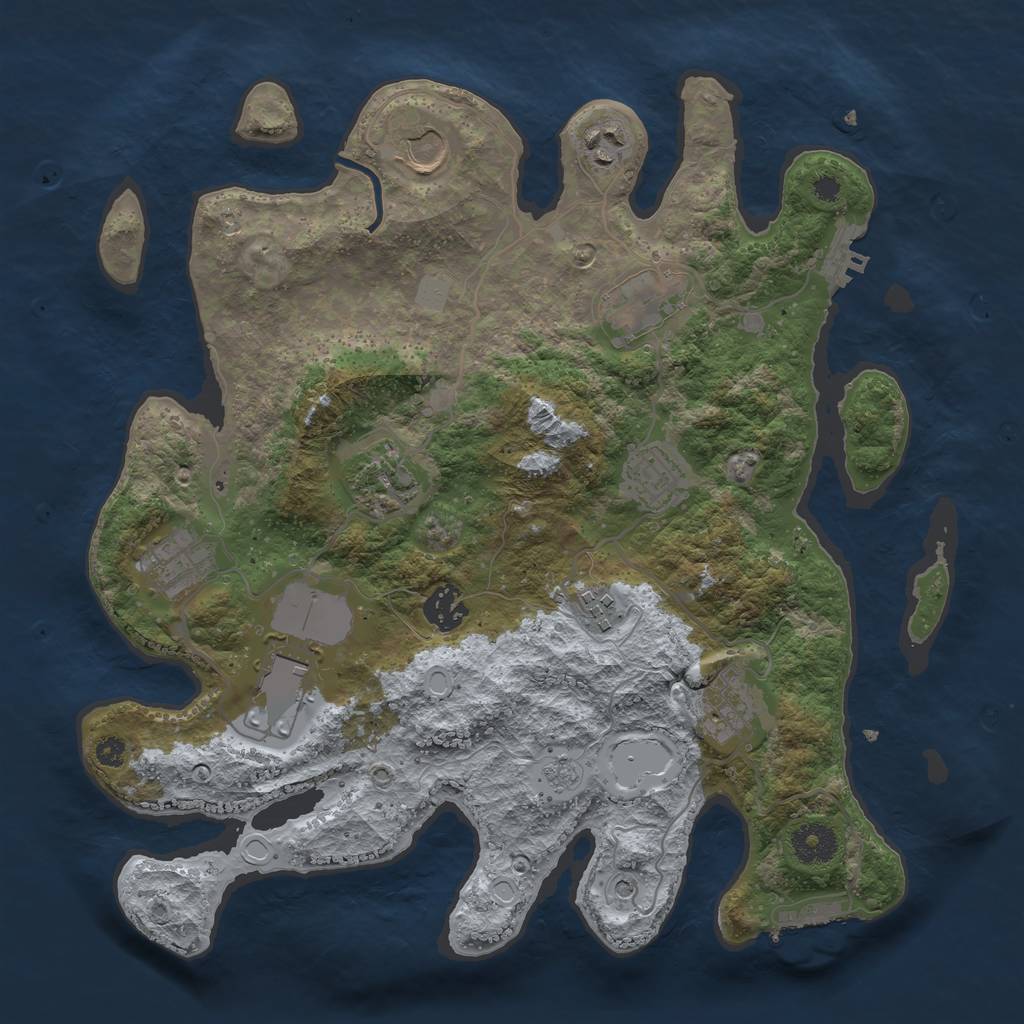 Rust Map: Procedural Map, Size: 3500, Seed: 57587477, 19 Monuments