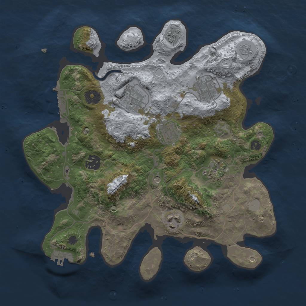 Rust Map: Procedural Map, Size: 3000, Seed: 3789, 16 Monuments