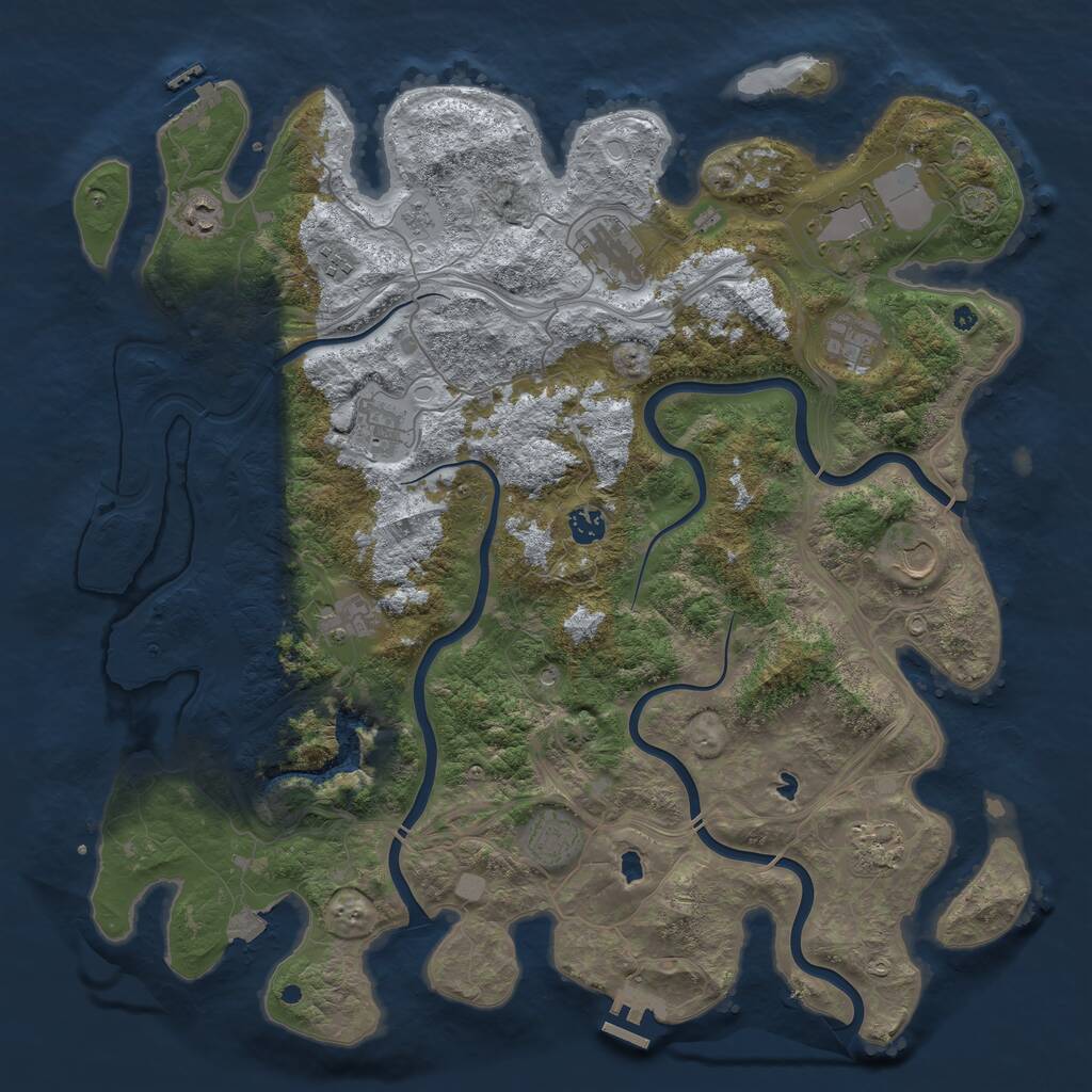 Rust Map: Procedural Map, Size: 4500, Seed: 651189456, 17 Monuments