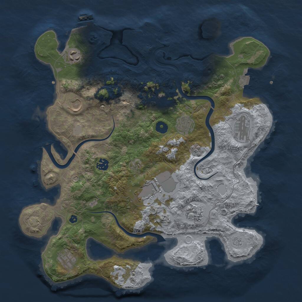 Rust Map: Procedural Map, Size: 3750, Seed: 412947430, 16 Monuments