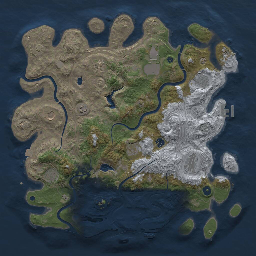 Rust Map: Procedural Map, Size: 4300, Seed: 1594461926, 16 Monuments