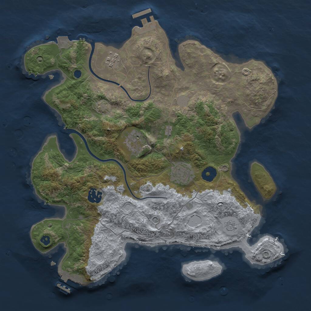 Rust Map: Procedural Map, Size: 3200, Seed: 34521239, 10 Monuments