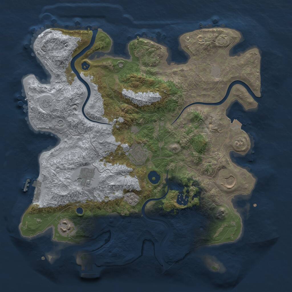 Rust Map: Procedural Map, Size: 3500, Seed: 6062018, 12 Monuments