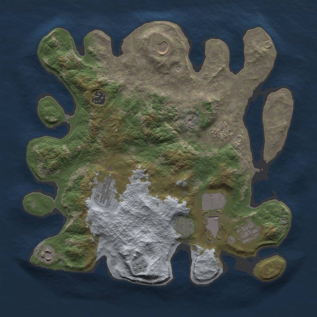 Rust Map: Barren, Size: 3500, Seed: 674164512, 12 Monuments