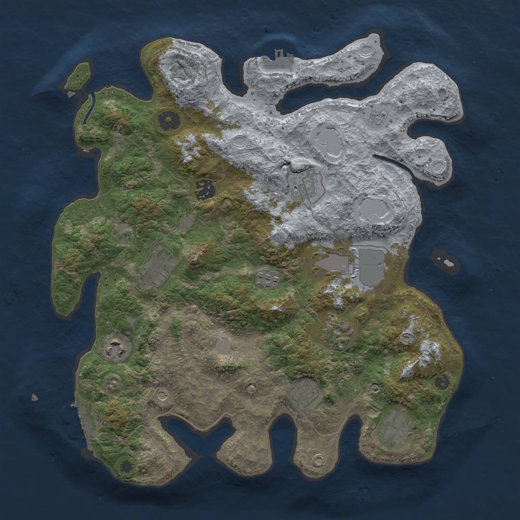 Rust Map: Procedural Map, Size: 3700, Seed: 1756421769, 18 Monuments