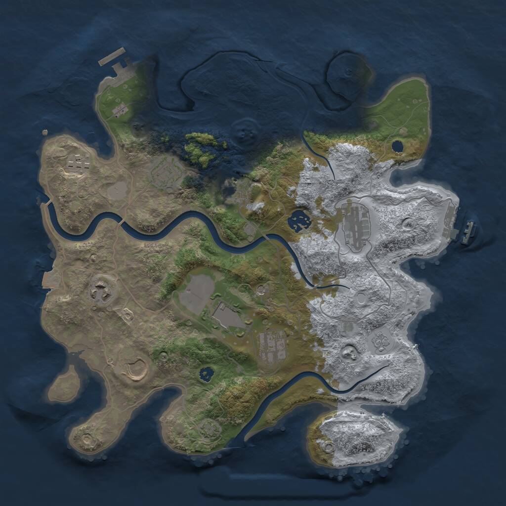 Rust Map: Procedural Map, Size: 3500, Seed: 73574110, 15 Monuments
