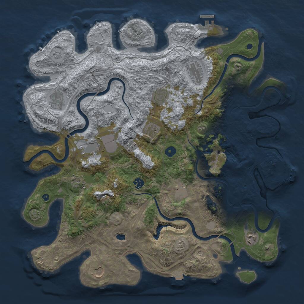 Rust Map: Procedural Map, Size: 4300, Seed: 1916638533, 17 Monuments
