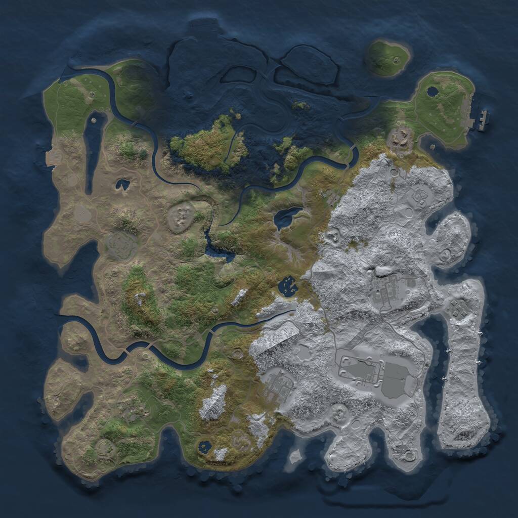 Rust Map: Procedural Map, Size: 4000, Seed: 1332386160, 14 Monuments