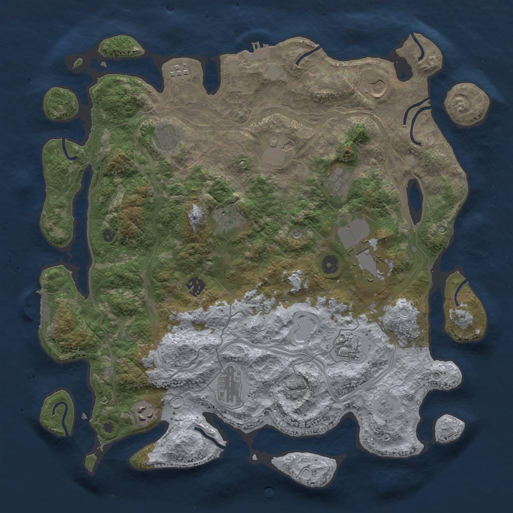 Rust Map: Procedural Map, Size: 4250, Seed: 421544299, 18 Monuments