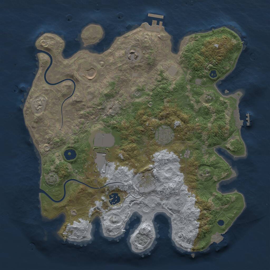 Rust Map: Procedural Map, Size: 3500, Seed: 93444114, 13 Monuments
