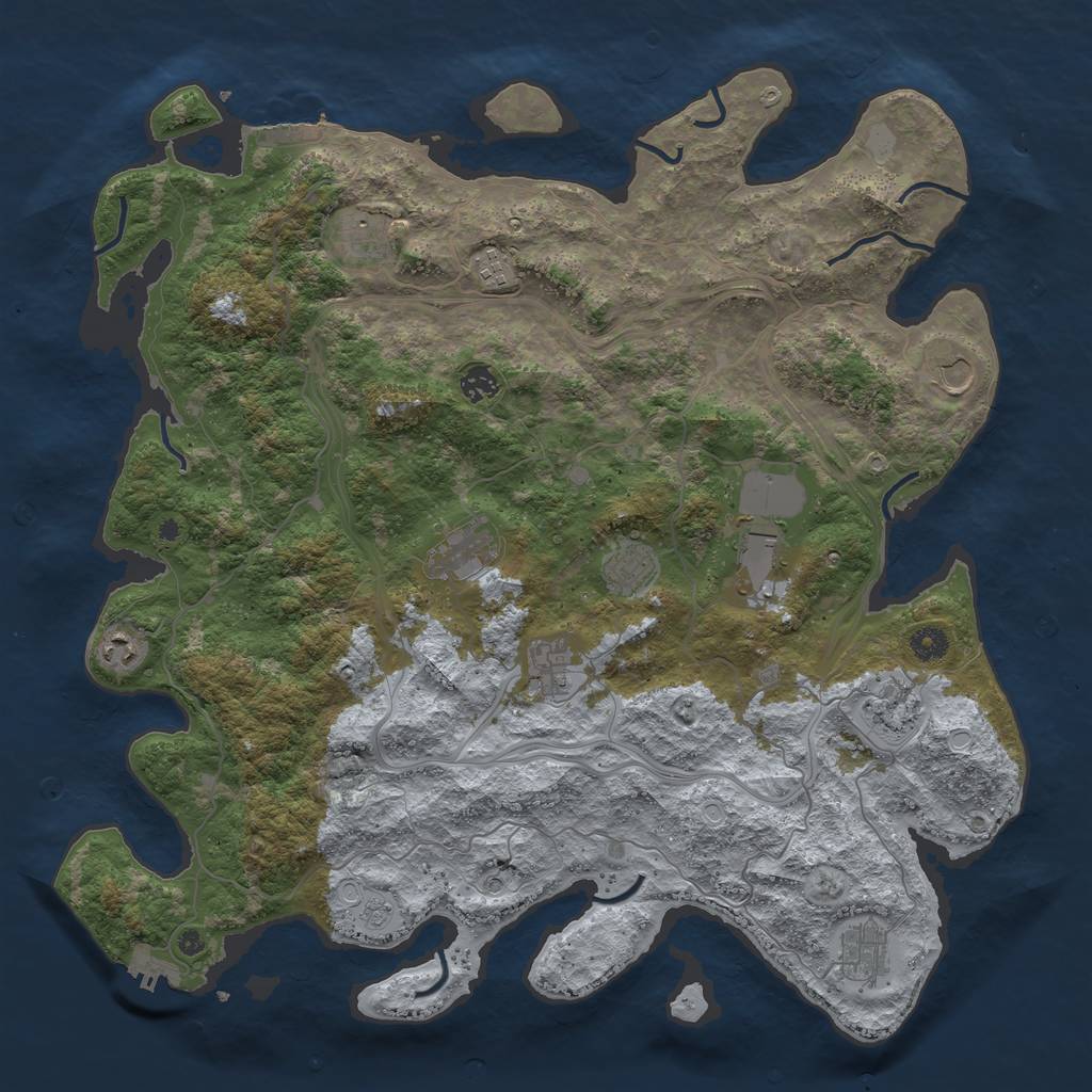 Rust Map: Procedural Map, Size: 4500, Seed: 622149850, 20 Monuments