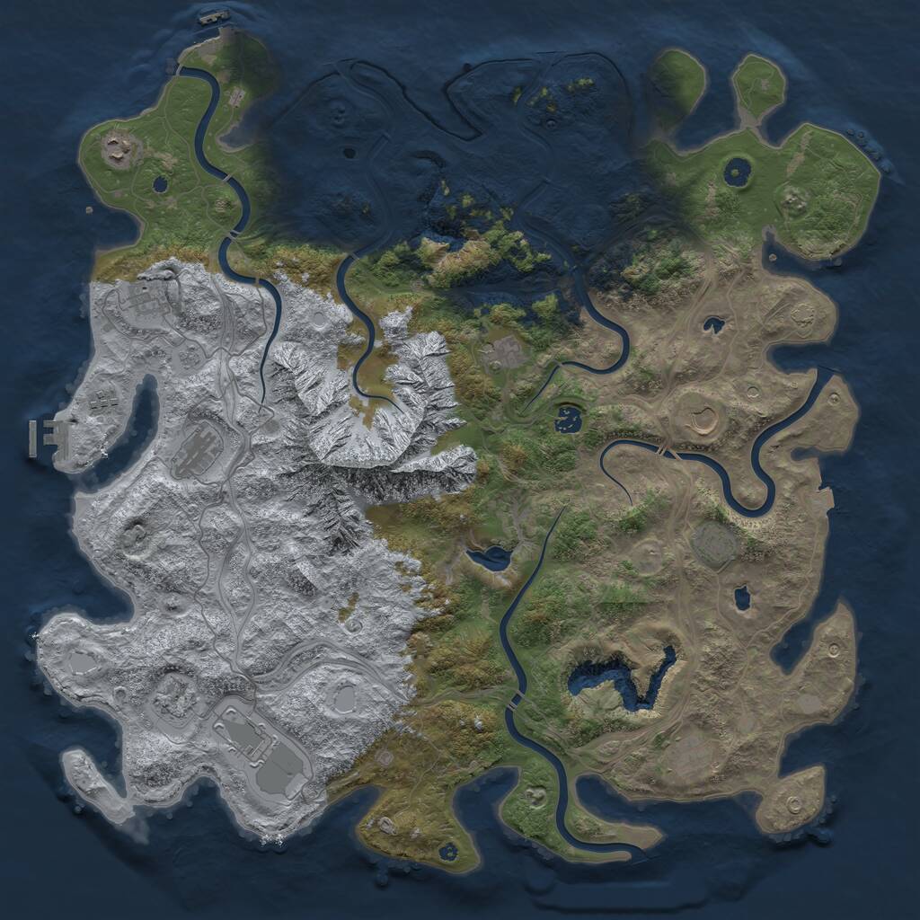 Rust Map: Procedural Map, Size: 5000, Seed: 612, 17 Monuments