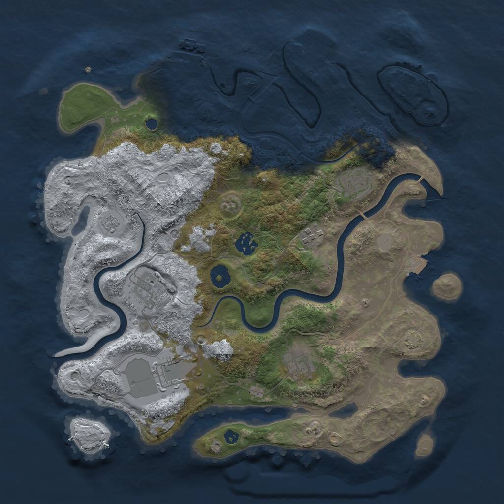 Rust Map: Procedural Map, Size: 3500, Seed: 562786179, 12 Monuments