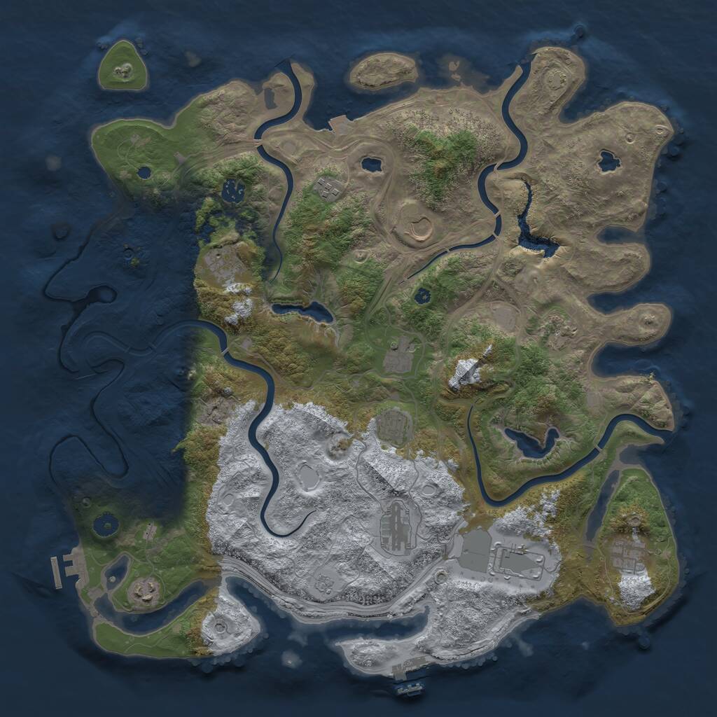 Rust Map: Procedural Map, Size: 4500, Seed: 3578357, 17 Monuments