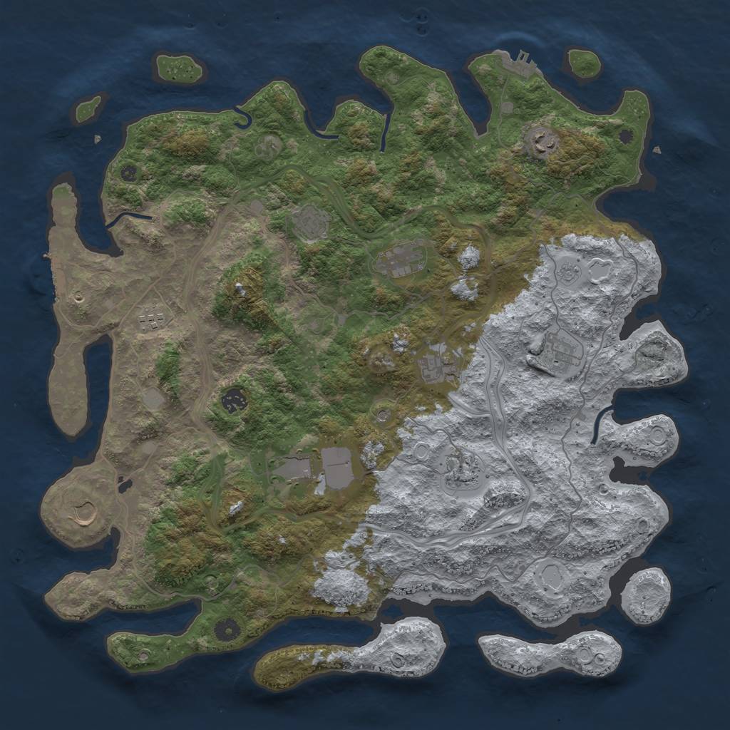 Rust Map: Procedural Map, Size: 4500, Seed: 21672, 19 Monuments