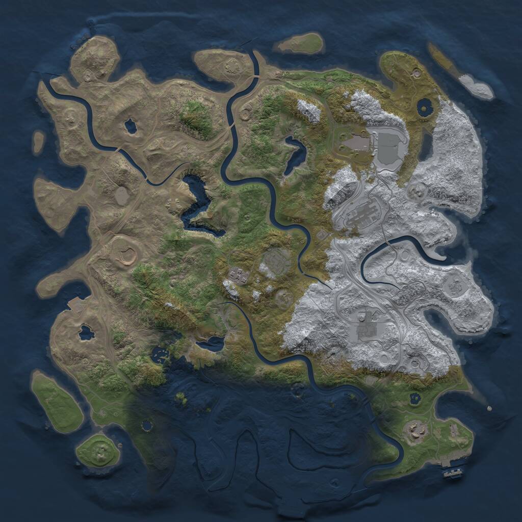 Rust Map: Procedural Map, Size: 4500, Seed: 22469225, 14 Monuments