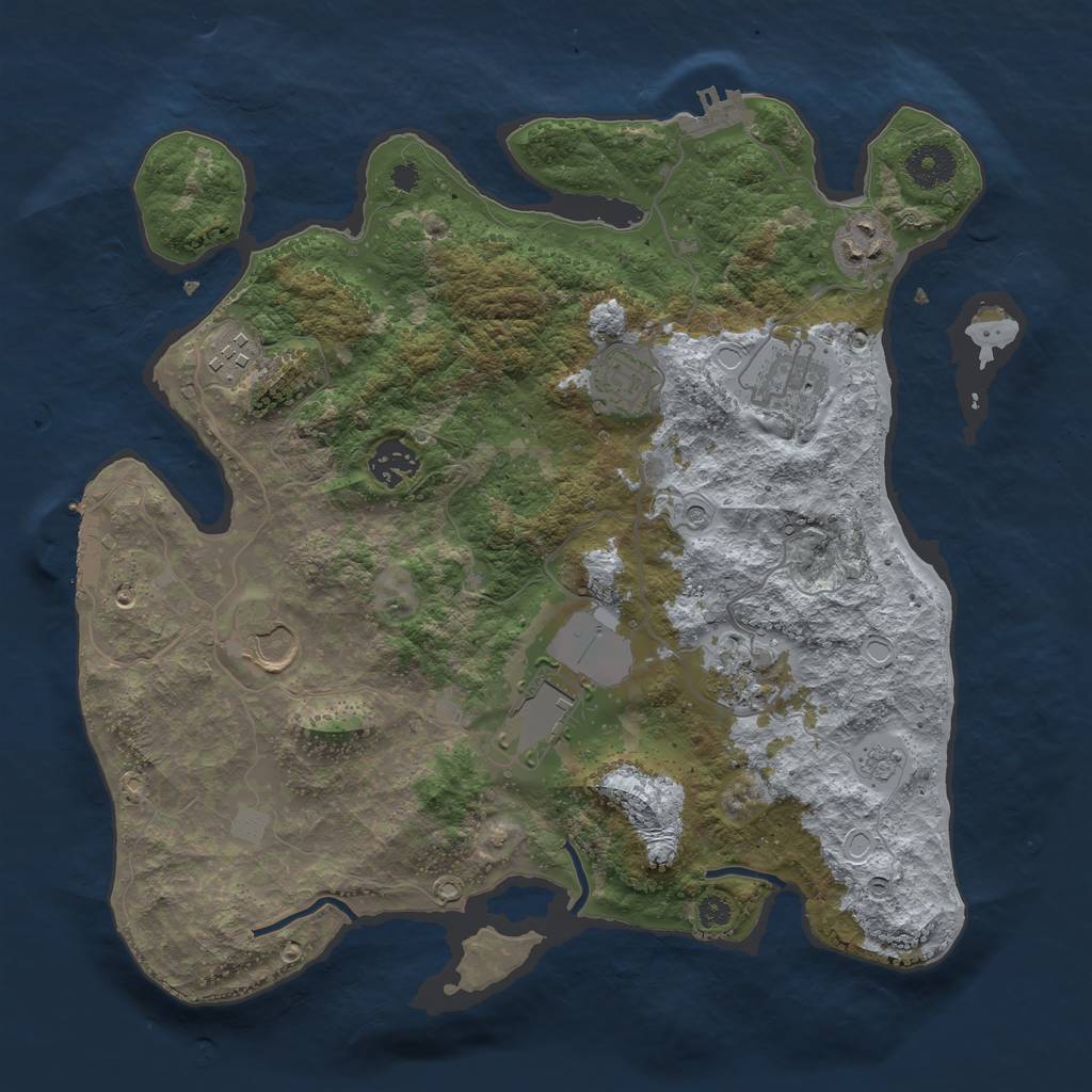 Rust Map: Procedural Map, Size: 3500, Seed: 78357364, 17 Monuments