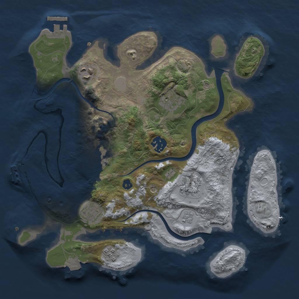 Rust Map: Procedural Map, Size: 3000, Seed: 1716213337, 13 Monuments